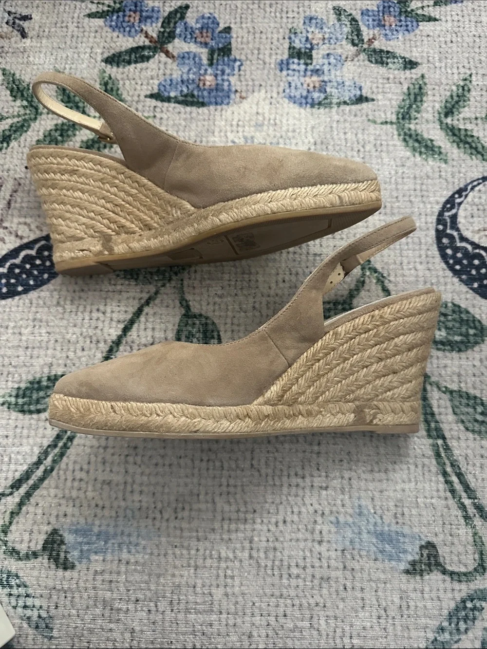 LK Bennett Taupe Suede Espadrille Slingback Pumps